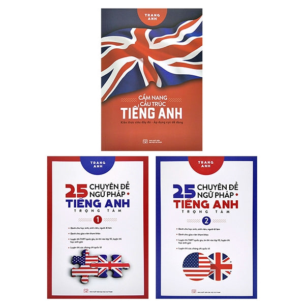 Combo 3 cuốn 25 Chuyên Đề Ngữ Pháp Tiếng Anh Trọng Tâm ( tập 1+2 ) + Cẩm Nang Cấu Trúc Tiếng Anh (Trang Anh)