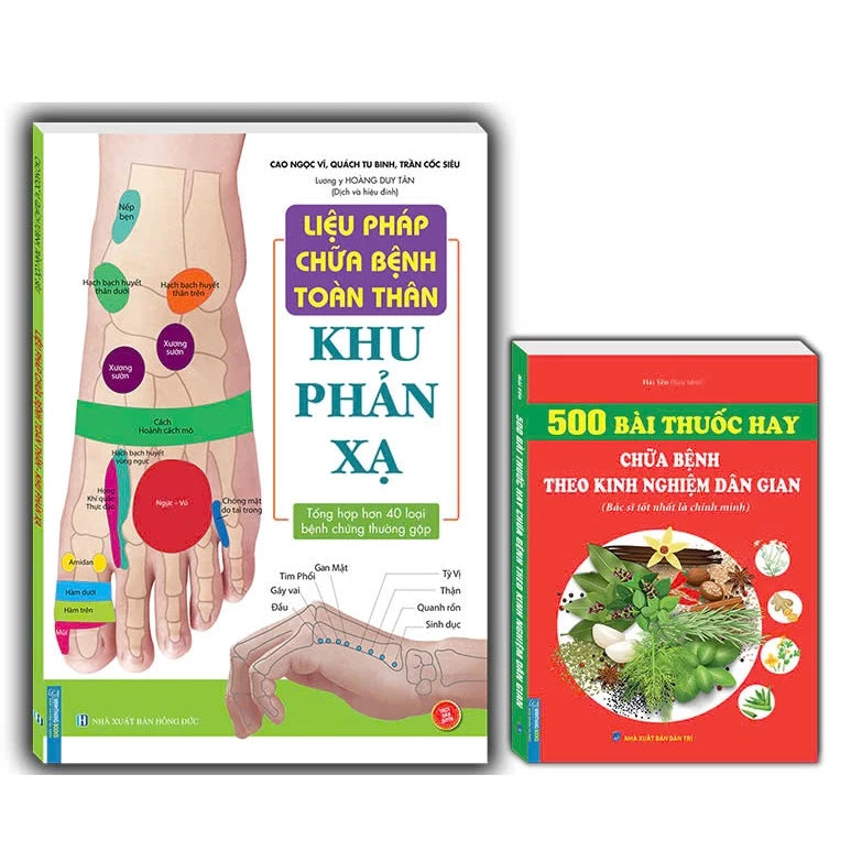 Sách - combo 2 cuốn Liệu pháp chữa bệnh - Khu phản xạ + 500 bài thuốc hay chữa bệnh theo kinh nghiệm dân gian